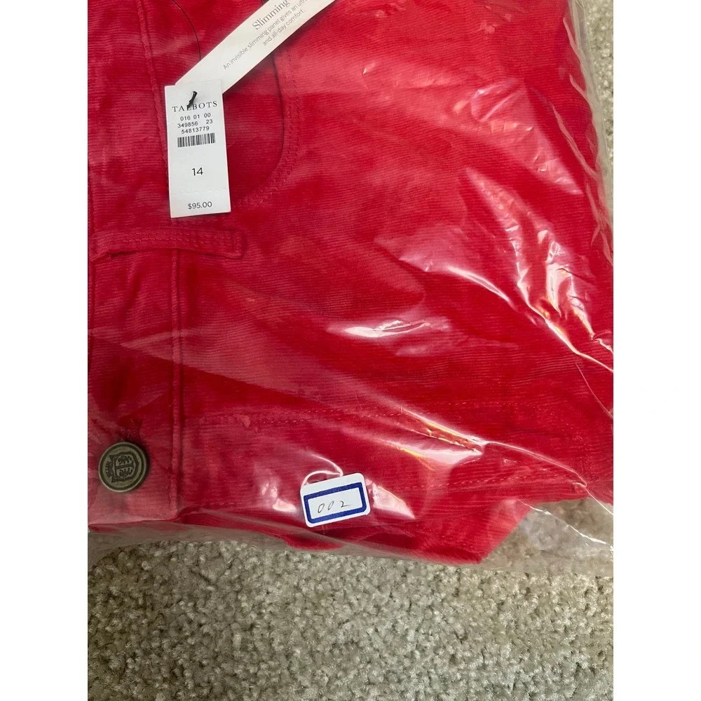 Talbots NWT Red‎ Corduroy Jeggings 14 High Waist Pop of Red Preppy Officecore